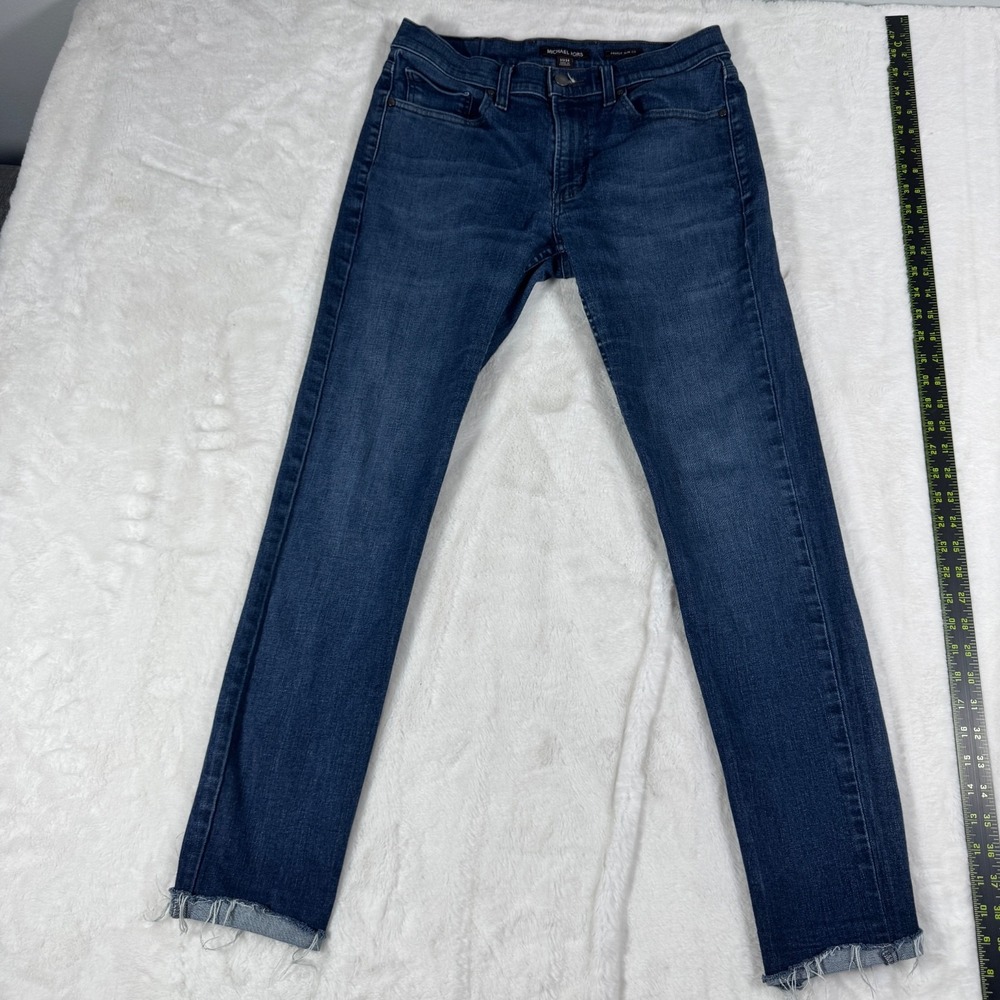 Michael Kors Parker Slim Fit Jeans Men's 31 x 34 Blue Denim Raw Hem